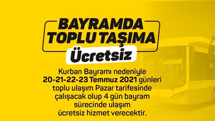 Bayramda Toplu Ulaşım Ücretsiz