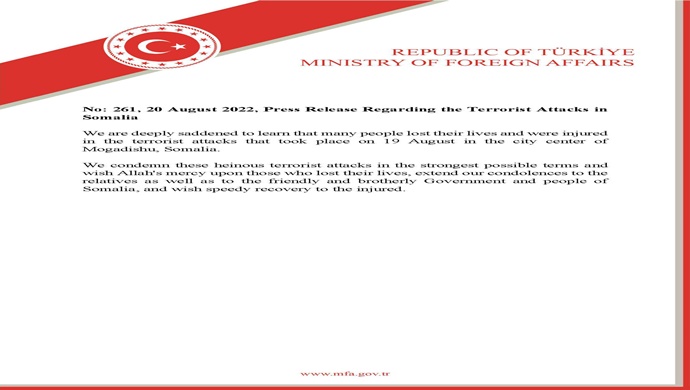 Press Release Regarding the Terrorist Attacks in Somalia